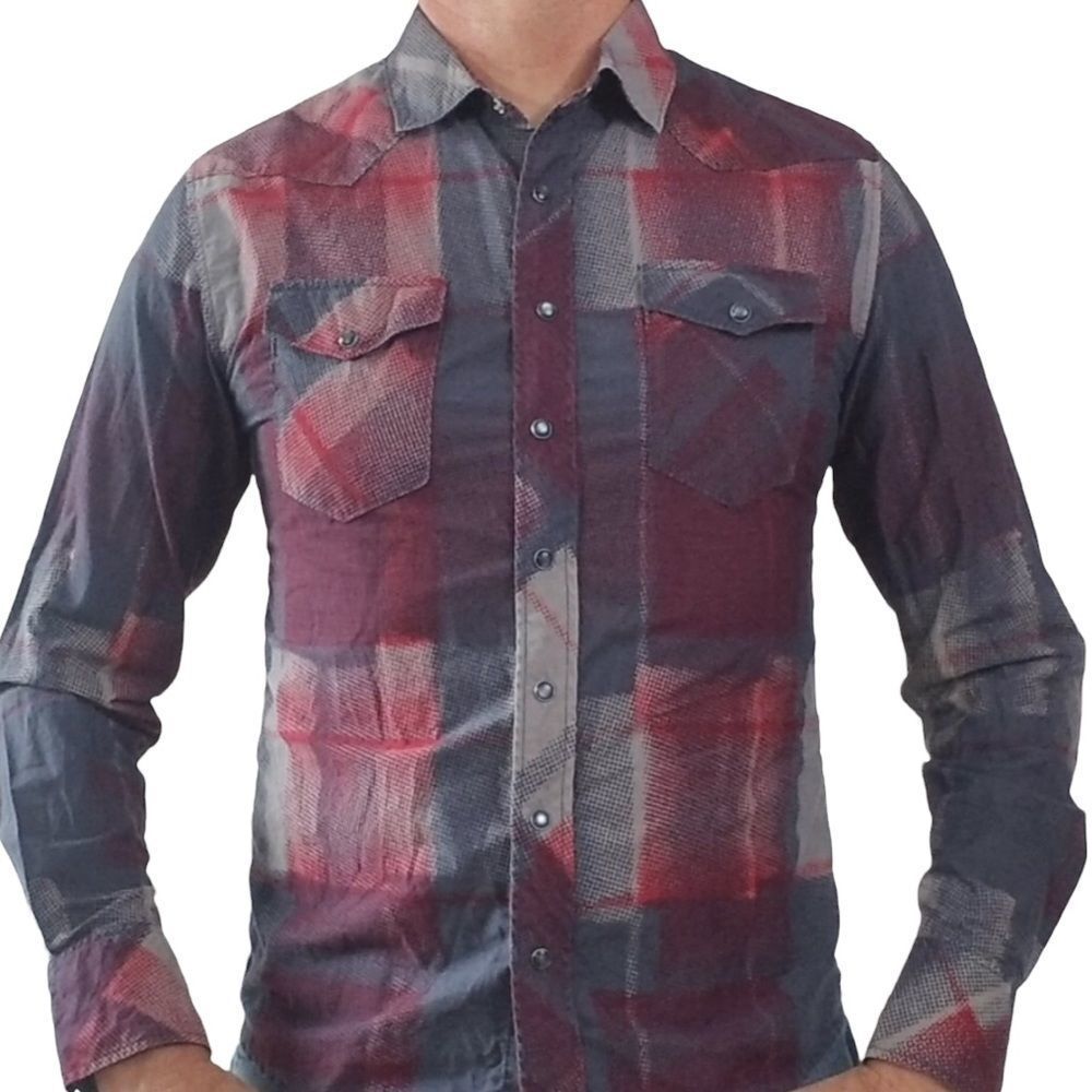 Social Collision Rockabilly Long Sleeve Snap Shirt sz L